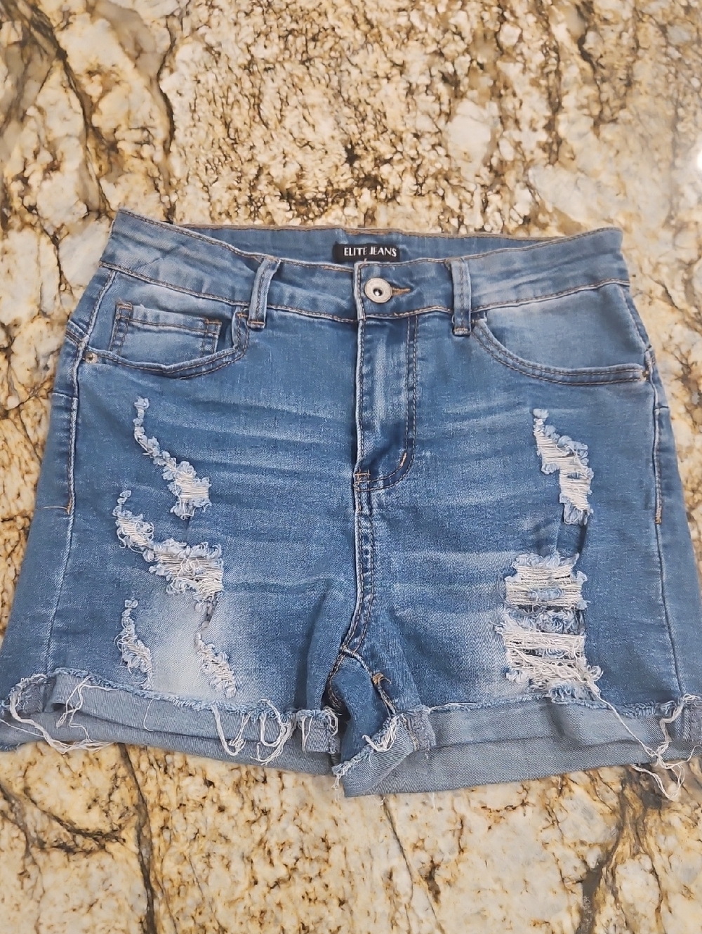 Elite Jeans Women's Distressed Denim Shorts Size 5/27 3" Inseam
